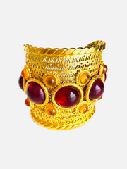 Deanna Hamro Etruscan Gold Cabochon Cuff Bracelet