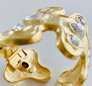 Tribal Satin Gold Hinged Cuff Bracelet
