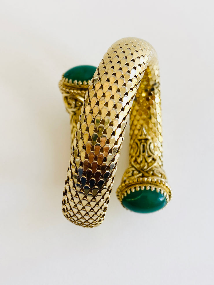 Snake Mesh Cabochon Gold Bracelet