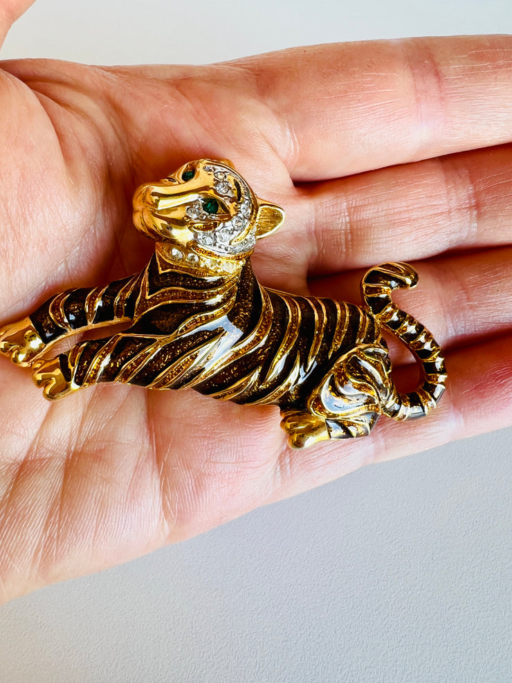 Enamel Tiger Brooch