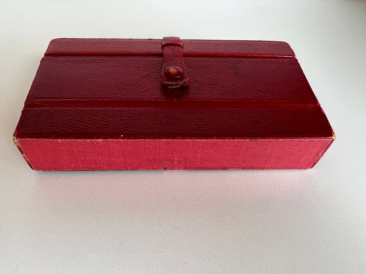 1920's Lalique Coty Voyage Perfume Set & Red Leather Case