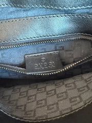 Black Leather Handbag Wood Top Handle