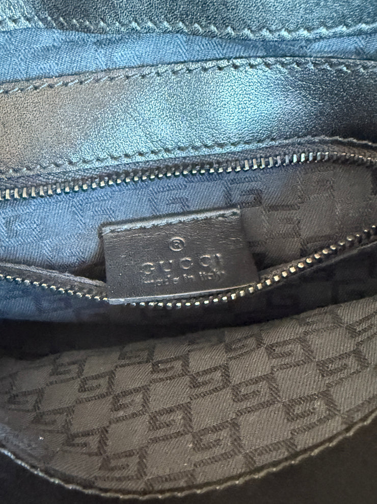 Black Leather Handbag Wood Top Handle