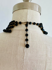 Black Bead Multi-Strand Choker Necklace