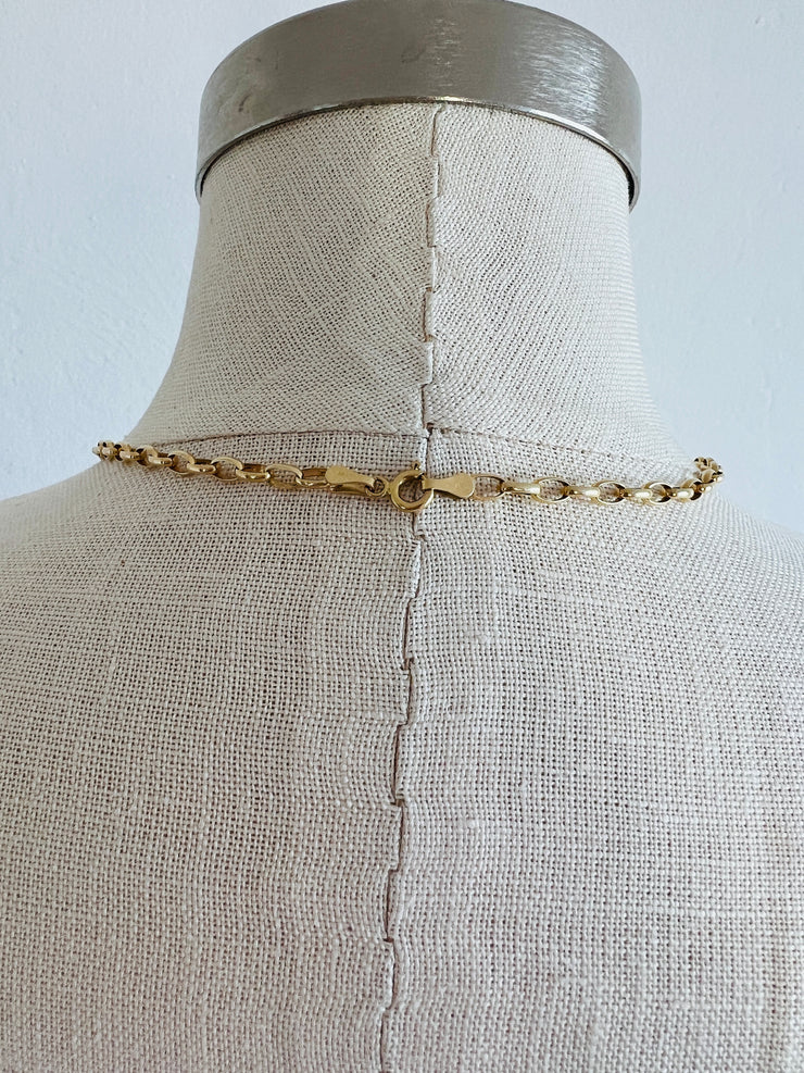 14k Oval Cable Chain Choker Necklace
