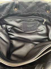 "On The Road" Black Quilted Leather Tote Handbag