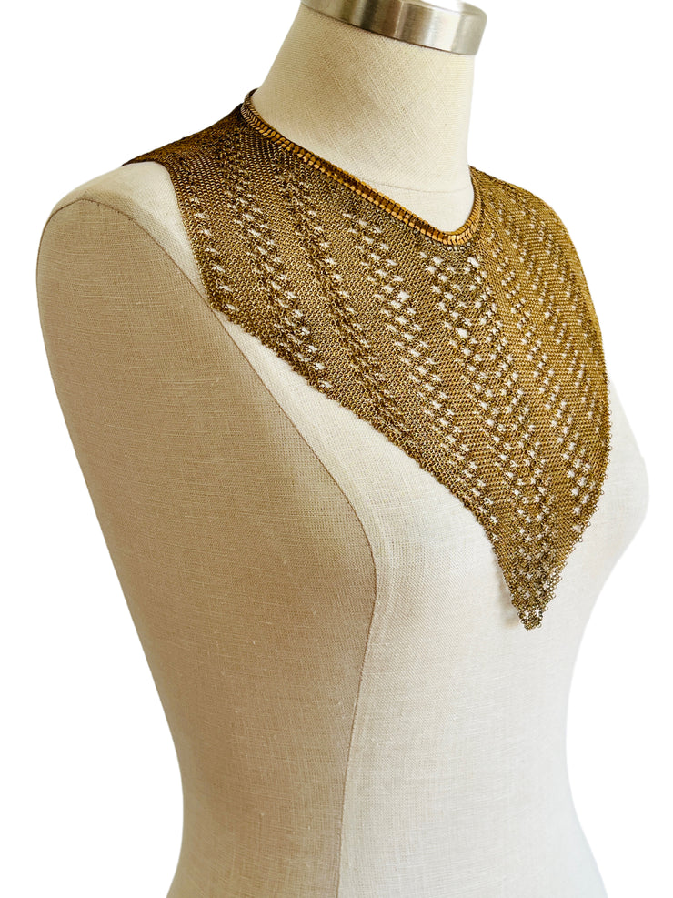 Chainmail Gold Mesh Bib Shoulder Necklace