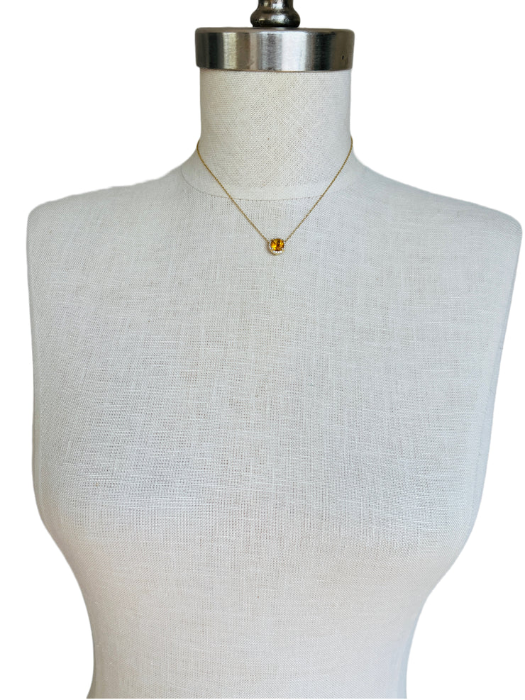 18k Diamond Citrine Pendant Necklace