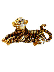 Enamel Tiger Brooch