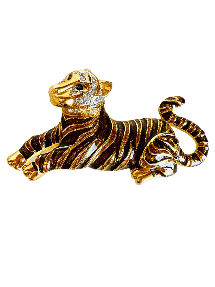 Enamel Tiger Brooch