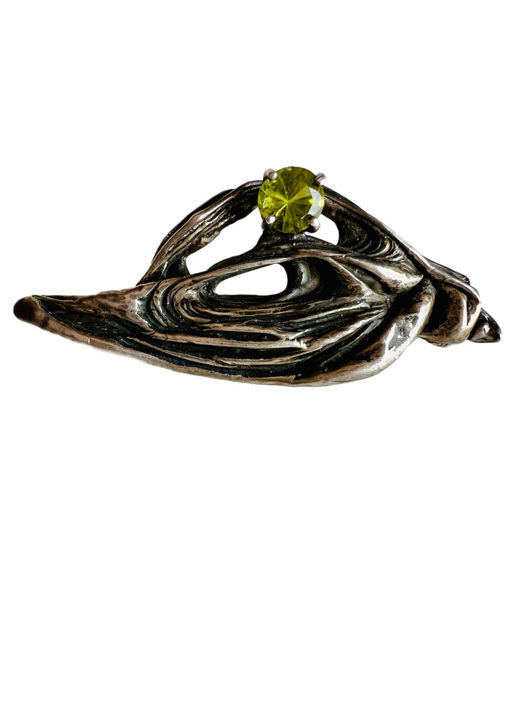 Erlin Modernist Peridot Sterling Silver Brooch