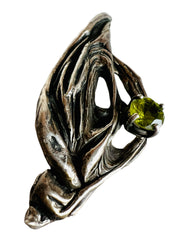 Erlin Modernist Peridot Sterling Silver Brooch