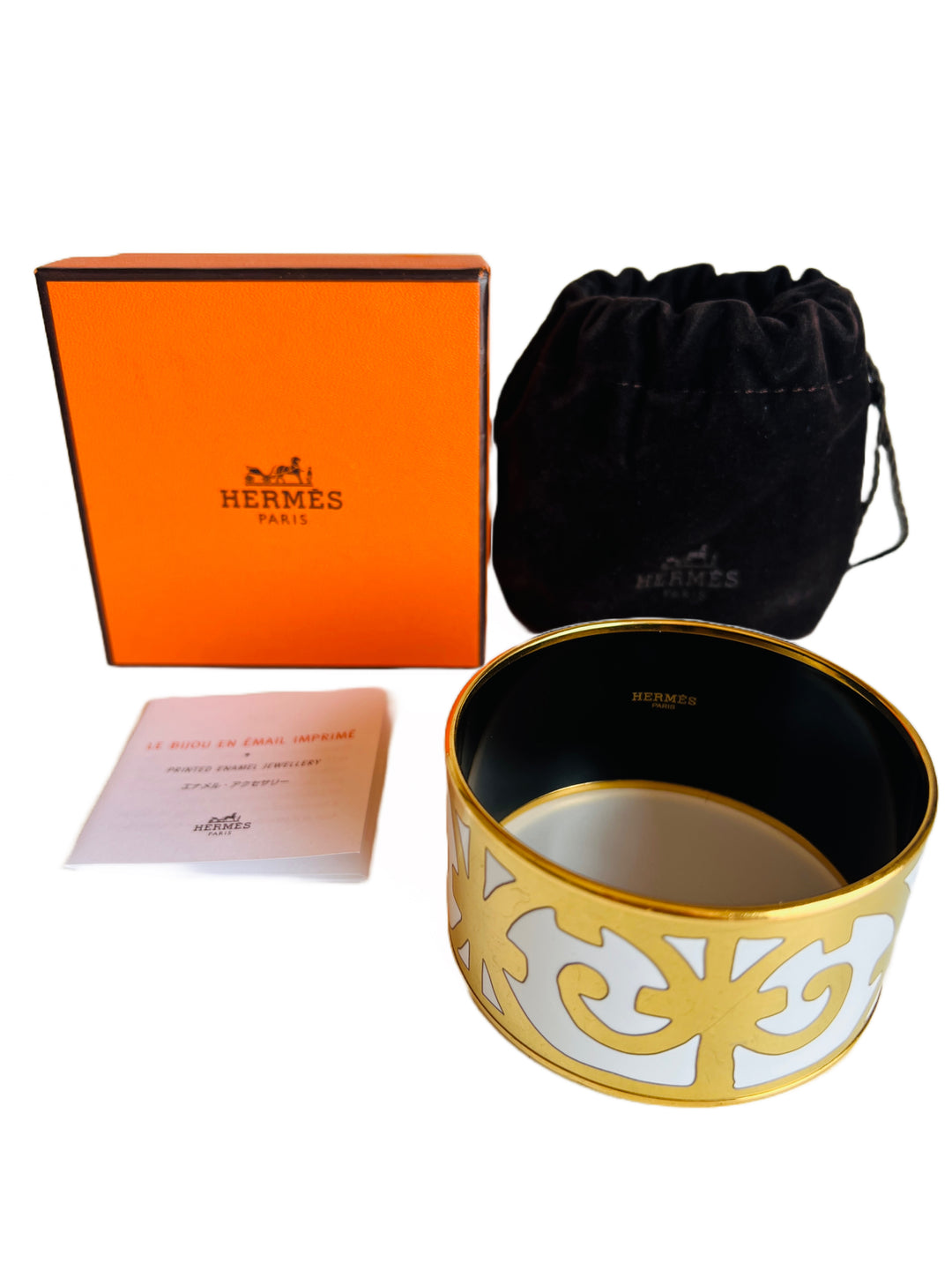 Balcons du Guadalquivir Extra Wide Gold White Enamel Bangle