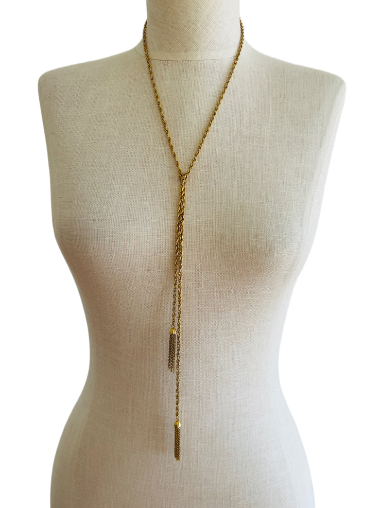 Gold Rope Chain Tassel Necklace