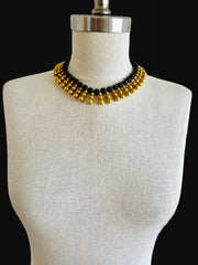Heavy Black Gold Dangle Choker Bib Necklace