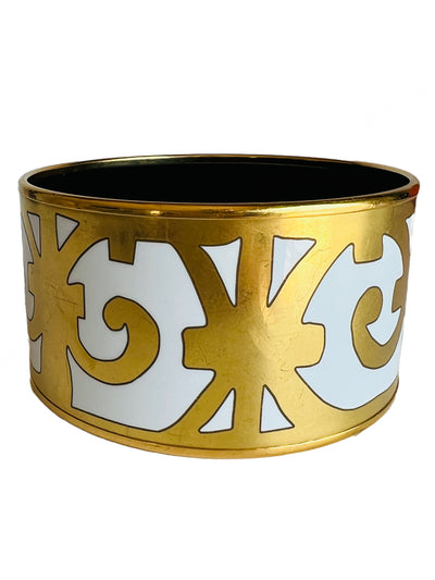 Balcons du Guadalquivir Extra Wide Gold White Enamel Bangle Bracelet