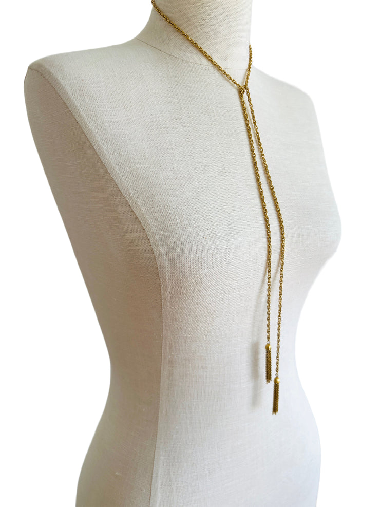 Gold Rope Chain Tassel Necklace