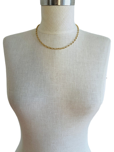 14k Oval Cable Chain Choker Necklace