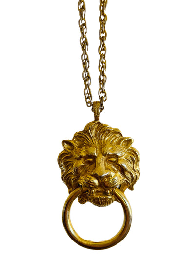 Lion Head Door Knocker Gold Necklace