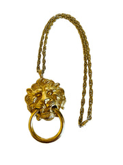 Lion Head Door Knocker Gold Necklace