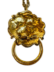 Lion Head Door Knocker Gold Necklace