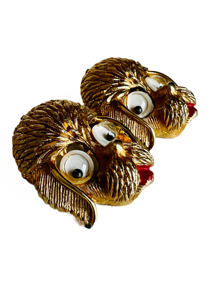 Pair of Googly Eye Dog Brooches