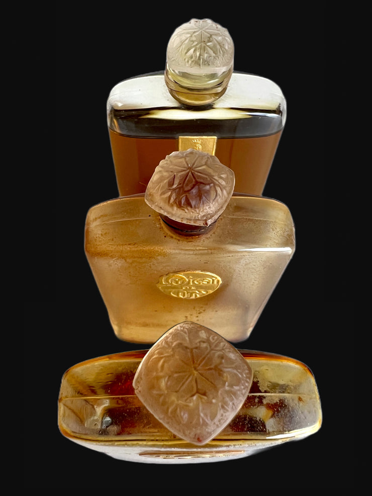 1920's Lalique Coty Voyage Perfume Set & Red Leather Case