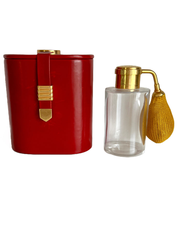 Baccarat For Guerlain Perfume Bottle W/ Red Leather Case