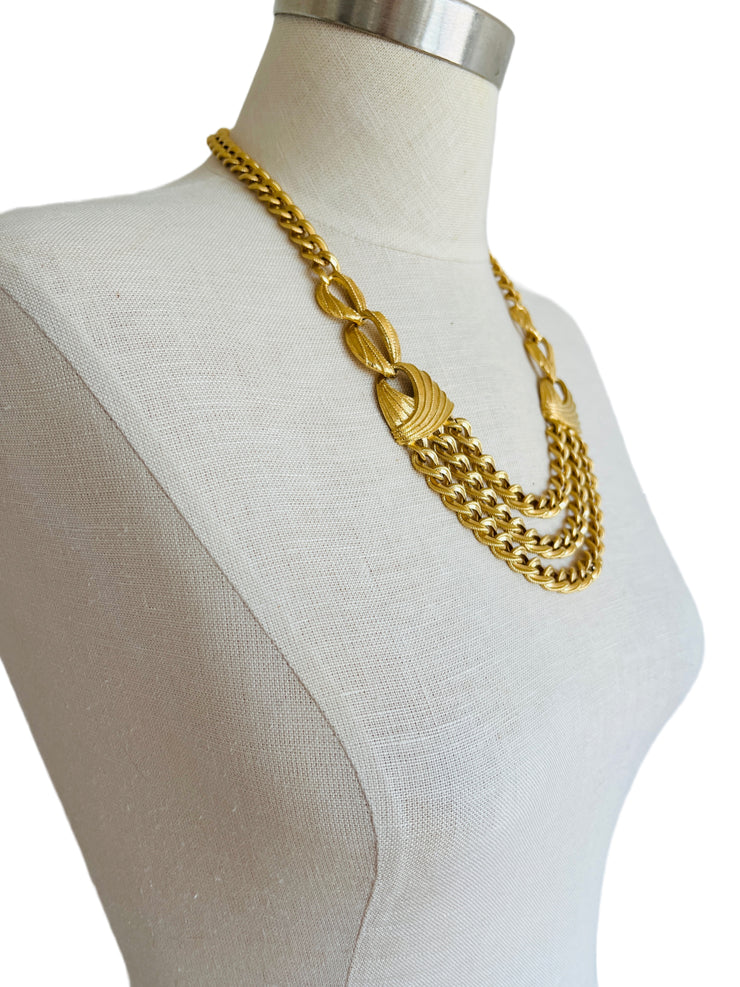 Layered Cable Curb Chain Necklace