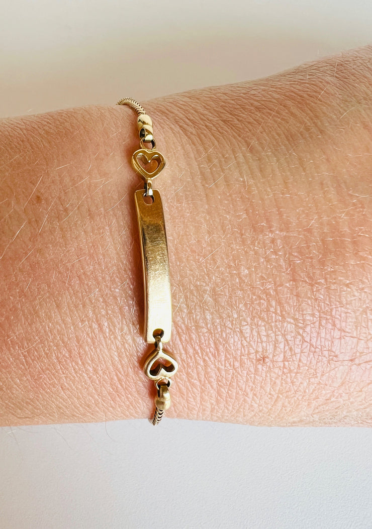 14k Gold Heart ID Bracelet