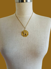 14k Octagon Medallion Poodle Necklace Pendant
