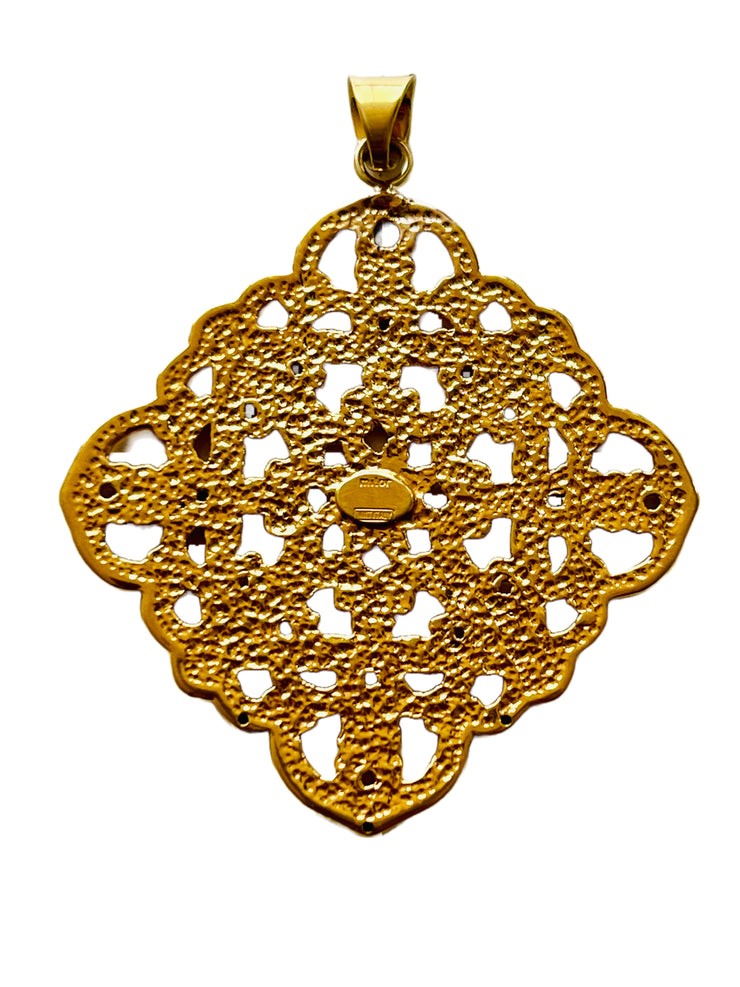 Large Ornate Italian 14k Necklace Pendant