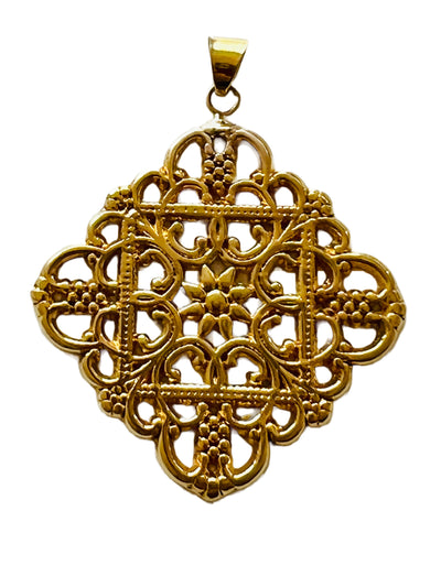 Large Ornate Italian 14k Necklace Pendant