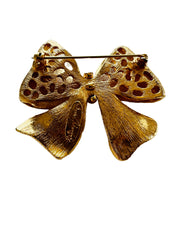 Quilted Gold Bow Brooch