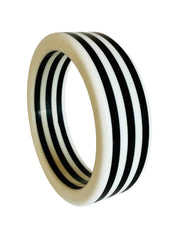 Black White Wide Bangle Bracelets