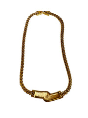 Gold Black Enamel Deco Style Necklace