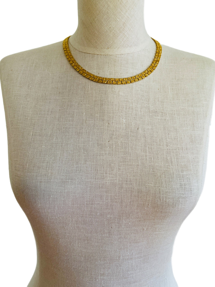 Gold Nugget Flat Chain Necklace