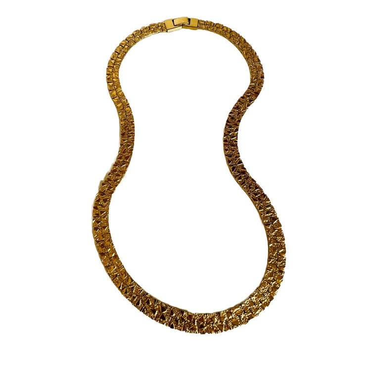 Gold Nugget Flat Chain Necklace