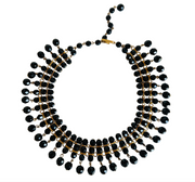 Black Bead Multi-Strand Choker Necklace