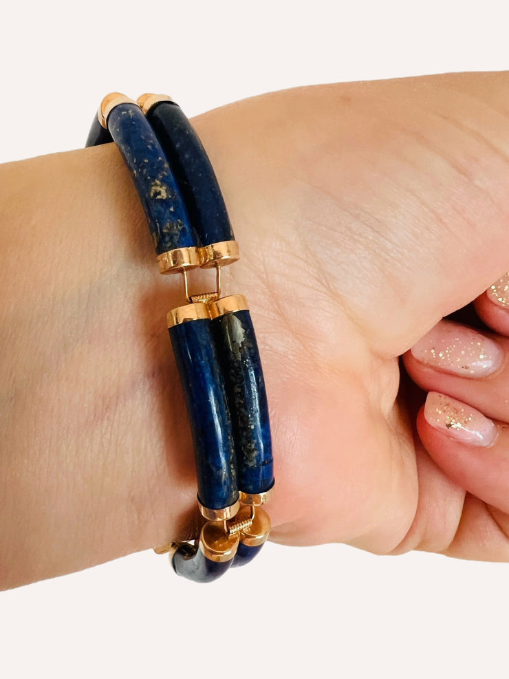 14k Gold Lapis Lazuli Good Fortune Bracelet