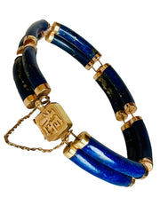 14k Gold Lapis Lazuli Good Fortune Bracelet