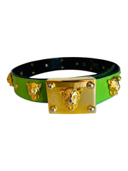 Leopard Green Leather Belt