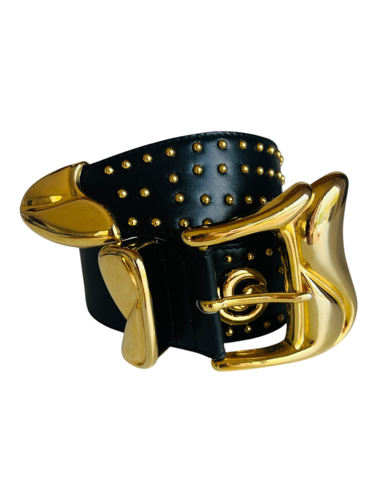 Statement Black Gold Leather Belt