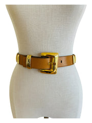 Caramel Leather Gold Stud Belt