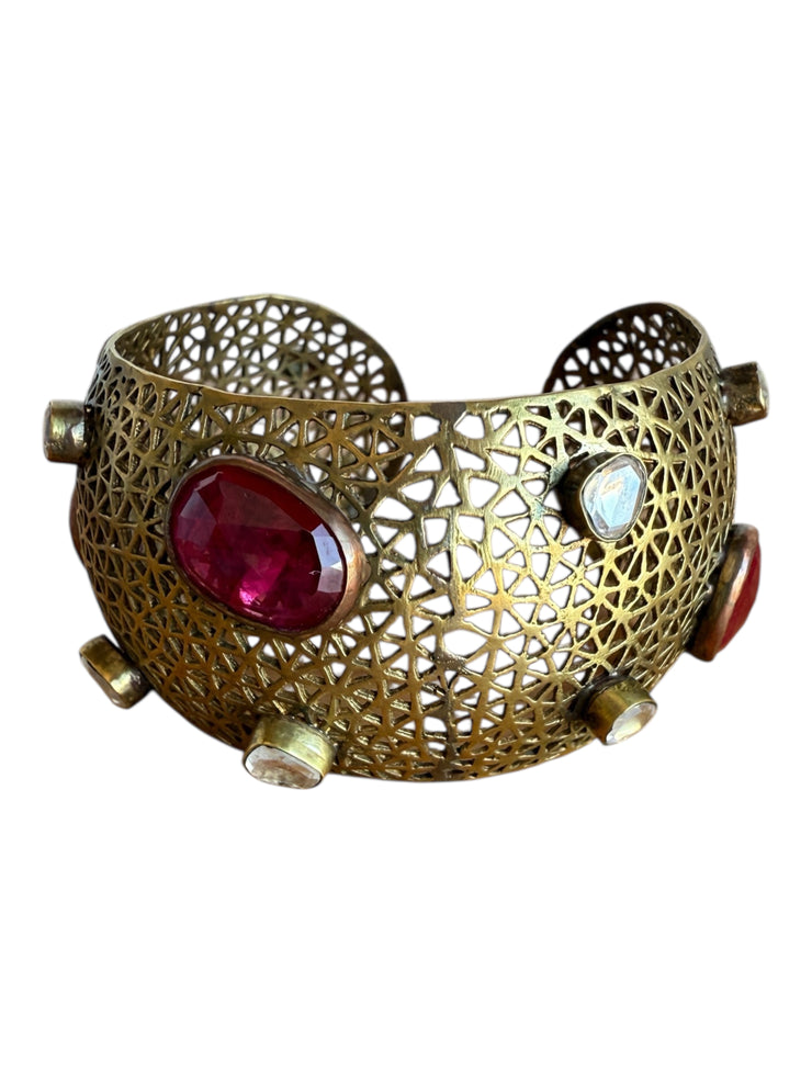 Byzantine Revival Sapphire Cuff Bracelet