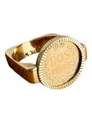 22k/14k Gold Peso Coin Modernist Ring
