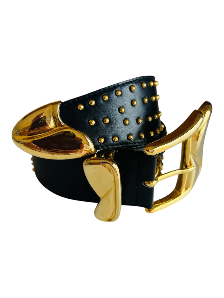 Statement Black Gold Leather Belt