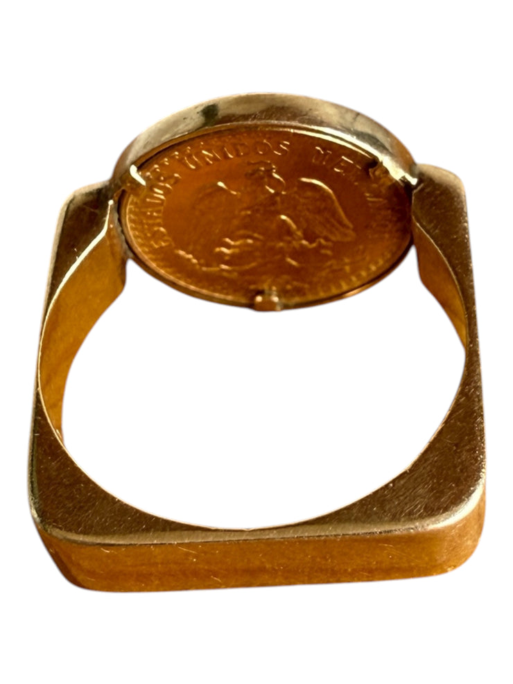 22k/14k Gold Peso Coin Modernist Ring