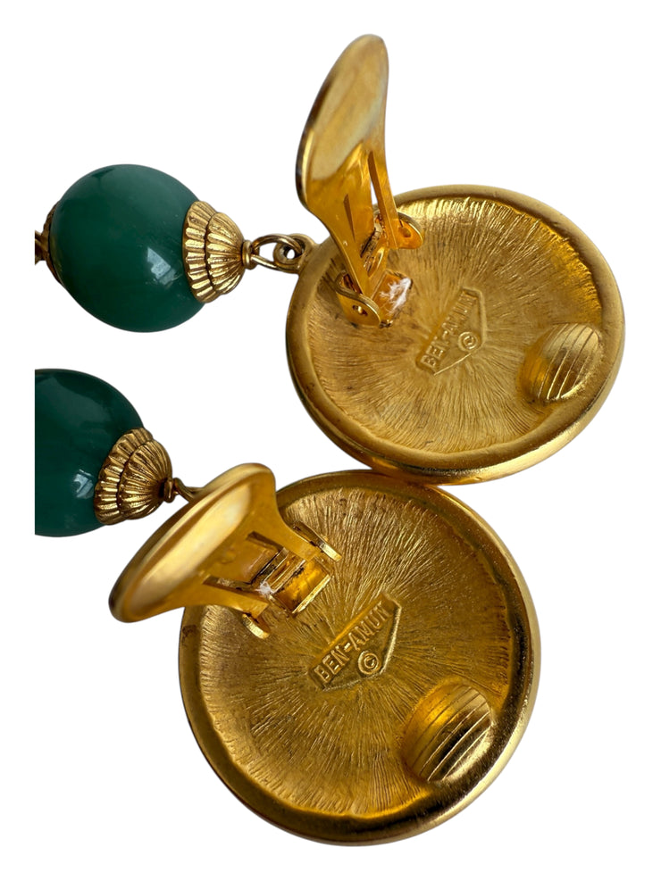 Long Gold Medallion Tassel Earrings