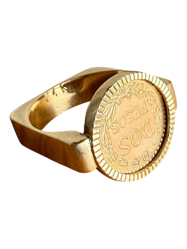 22k/14k Gold Peso Coin Modernist Ring